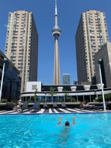 View of the CN Tower from the Radisson Hotel at Harbourfront